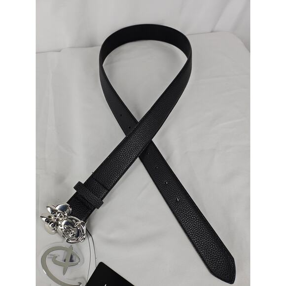 DISNEY 2024 MINNIE MOUSE BLACK VEGAN LEATHER BELT – POLISHED BOW BUCKLE - SIZE M - Picture 7 of 9